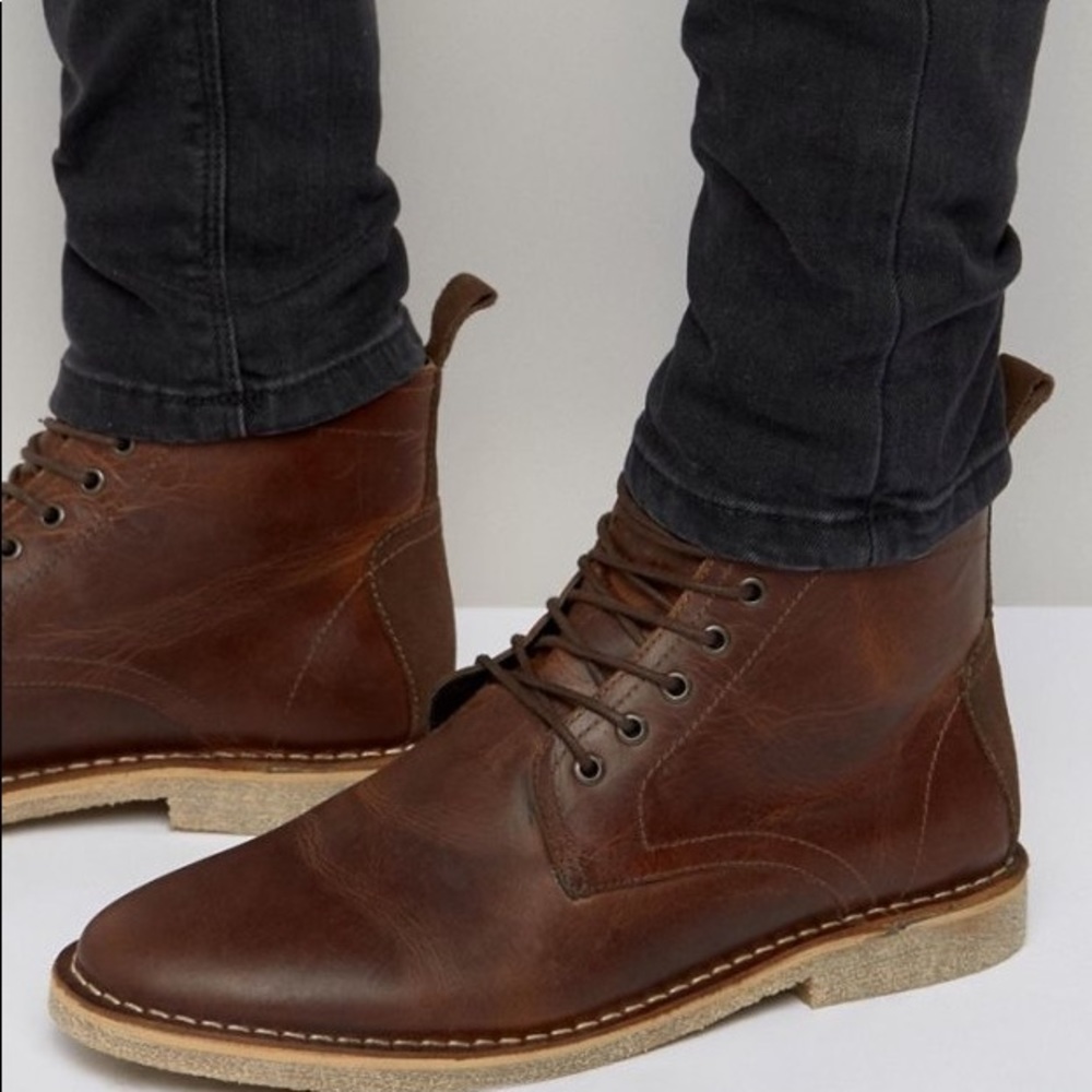 🔥NEW ASOS brown w/ black sole lace up ankle boot